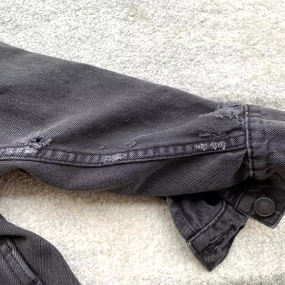 SOLD OUT Embroidered Distressed Oversized Denim Jacket - Picture 7 of 8